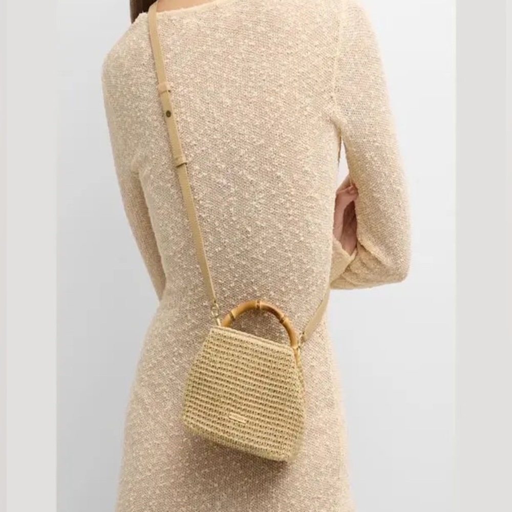 Cult Gaia Beige Woven Handbag with Bamboo Handle - Picture 8 of 9
